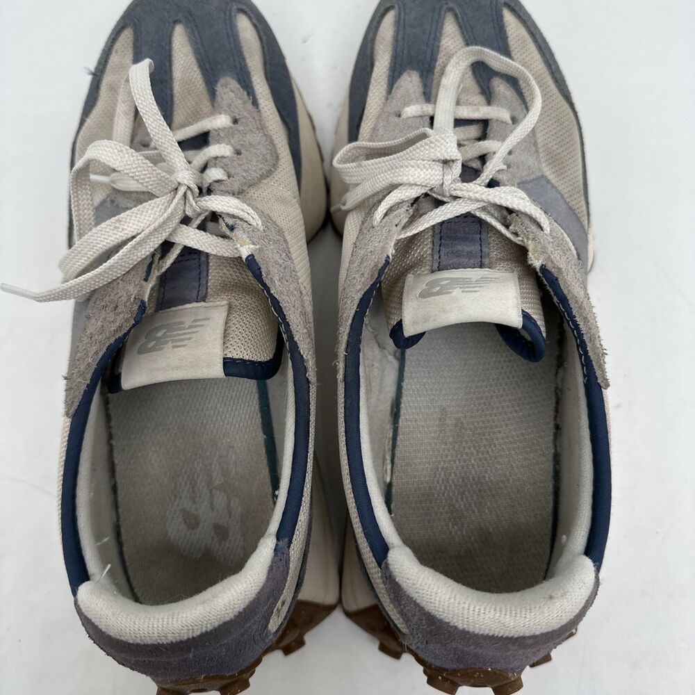 New Balance 327 Navy Blue Beige Suede Retro Low Running Shoes Sneakers Men Sz 10 - Picture 13 of 16